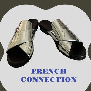 FRENCH CONNECTION SILVER FLAT SHOES 8